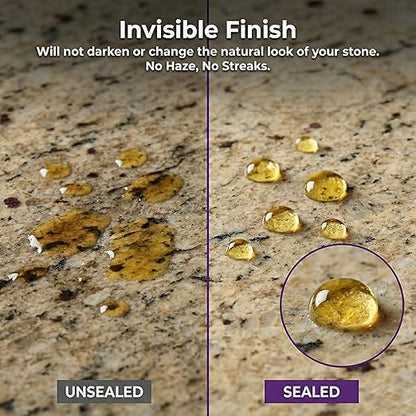Meuvcol Granite Sealer & Protector Spray - 35 Oz Marble Sealer for Quartz, Quartzite, Stone, Granite Countertops - Prevents Water Spots & Oil Stains - Non-Toxic Stone Care for Kitchen, Bath & Shower
