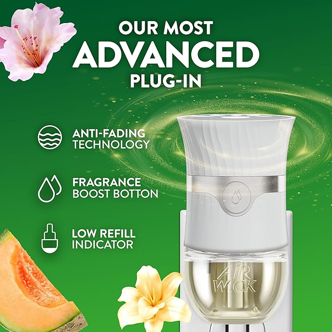 Air Wick Plug In Scented Oil Refill, Infused with Essential Oils, Plug In Air Fresheners for Home, Summer Delights, 4 ct