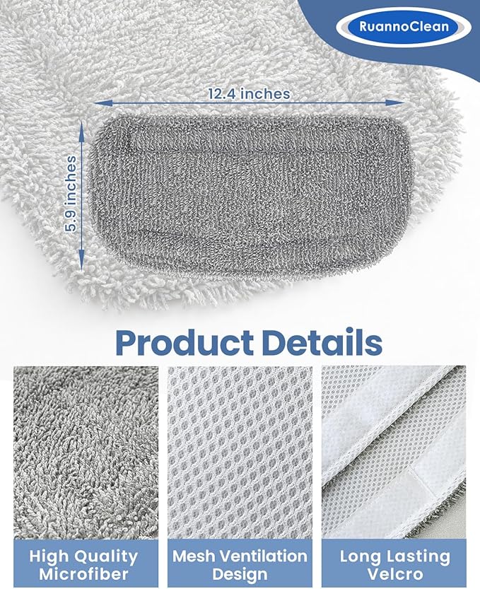 Steam Mop Pads Compatible with GorFanty Steam Mop GF-6610B/GF-6610, Replacement Steam Pads Compatible with Neugo NE033/NE033M & Mxnsewr Steam Mop, Steam Replacement Pads -6 Pack, Grey