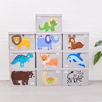 CLCROBD Foldable Large Kids Toy Chest with Flip-Top Lid, Collapsible Fabric Animal Toy Storage Organizer/Bin/Box/Basket/Trunk for Toddler, Children and Baby Nursery (Elephant)