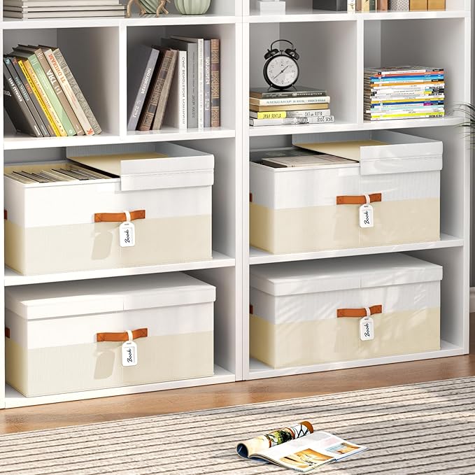 Extra Large Storage Bins - 2 Pack Closet Storage Boxes with Double-Open Lid & Divider Board, Stackable Colthes Storage Organizer, Fabric Basket with Label Tag for Home, Laundry