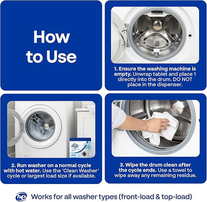 Earth Breeze Washing Machine Cleaner Tablets - 1 Year Supply - Deep Cleans, Removes Odors, Residue & Buildup - Front Load, Top Load & HE Washers - Fragrance-Free - No Harsh Chemicals - Made in USA