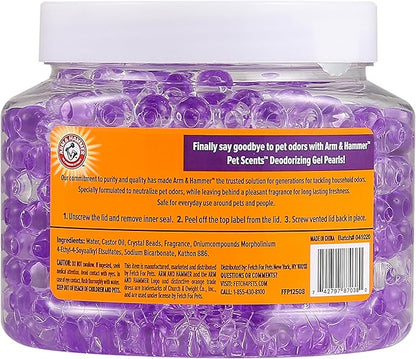 Arm & Hammer for Pets Air Care Pet Scents Deodorizing Gel Beads, Pet Odor Eliminator for Rooms Closets and Small Spaces with Long Lasting Odor Control, Lavender Fields Scent, 12 oz