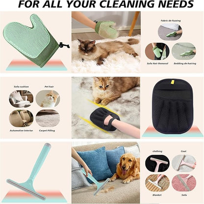 4 in 1 Carpet Rake for Pet Hair Removal with Adjustable Handle, Long Handle Dog and Cat Pet Hair Rake Set of 4, Rug Rake for Carpets, Pet Hair Broom for Carpets, Rugs, Mats, Couch, Car