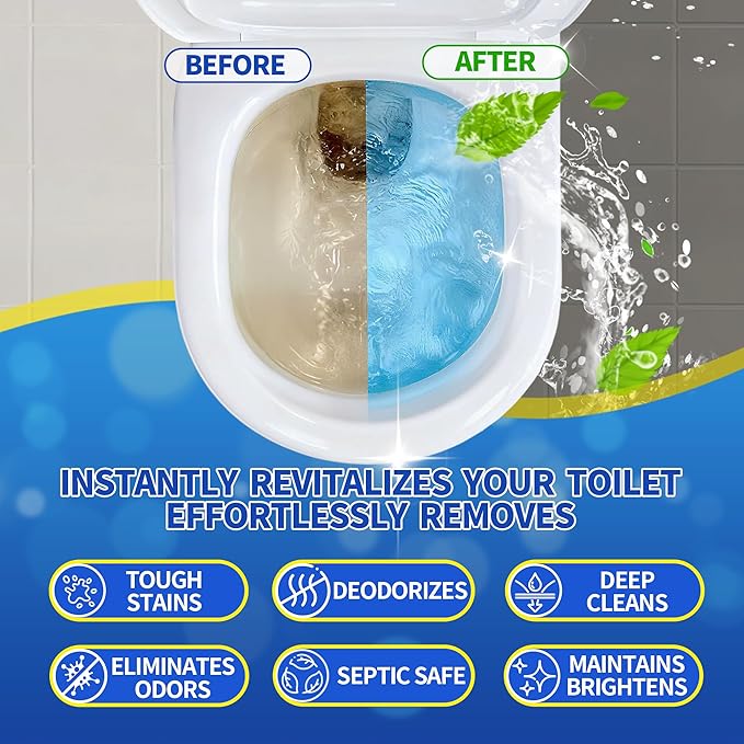 Toilet Bowl Cleaner Tablets – 24 Pack | Powerful Stain Removal, Septic Safe, Lemon Scent | No Harsh Chemicals, Long-Lasting Cleaning for Toilet Bowls