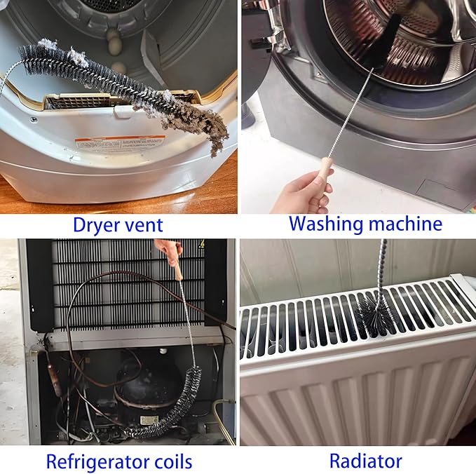 47.24" Extra Long Dryer Vent Cleaner Brush – Flexible Dryer Lint Brush for Deep Cleaning of Lint Trap, Refrigerator Coils, Dust, and Pet Hair – for Fire Risk Reduction & Better Efficiency