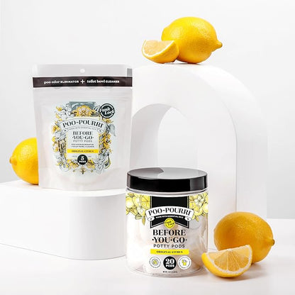 Poo-Pourri Before-You-Go 2-in-1 Toilet Potty Pods, Original Citrus, 5 Ct, Bathroom Odor Deodorizer and Toilet Cleaner with Essential Oils, Lemon, Bergamot and Lemongrass Scent (Pack of 4)