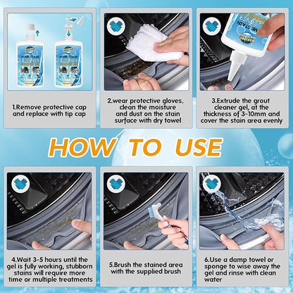 Mold Stain Remover Gel,Washing Machine Cleaner Front Load Washer Gasket Mold Remover Home Stain Cleaner Cleaning Gel for Grout Caulk, Bathroom, Shower, Bathtub, Refrigerator Cleaning Solution 10 Fl Oz