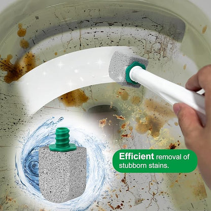 Pumice Stone Toilet Bowl Cleaner,Bathroom Cleaner Brush Toilet Wand Refills with 30CM Long Handle for Remove Hard Water Stains with 1 Wand+ Pumice Stones (5 Pack)
