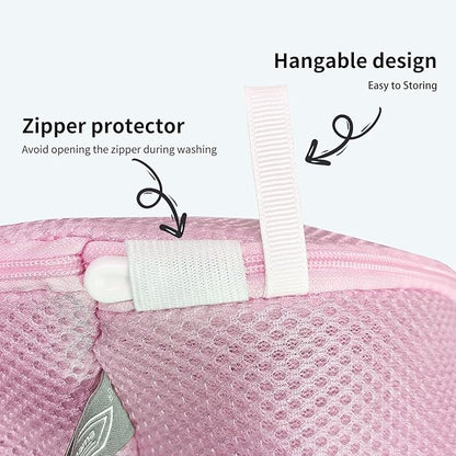 Kimmama Shoe Washing Machine Bag, Shoe Bag for Washing Machine, Mesh Laundry Bags for Sneakers, Footwear, Trainers, Slippers, Pink Sandwish Net, 8x15"