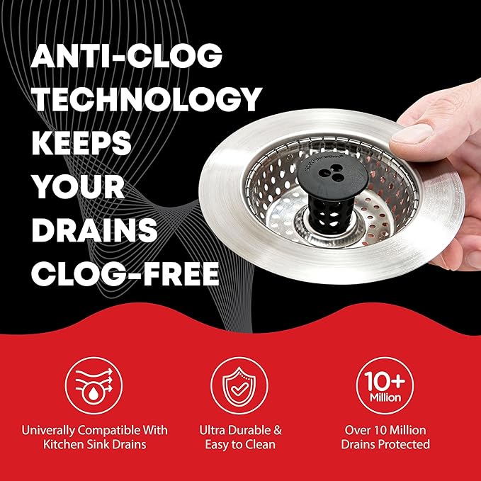 SinkShroom Revolutionary Clog-Free Sink Strainer Basket with Stopper, Stainless Steel