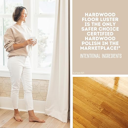 Quick Shine Hardwood Floor Luster-Polish 27oz | Plant-Derived w/Carnauba | Safer Choice, No PFAS, pH Neutral | Ready to Use Formula w/Anti-Slip Technology | Simply Squirt & Spread | Made in USA