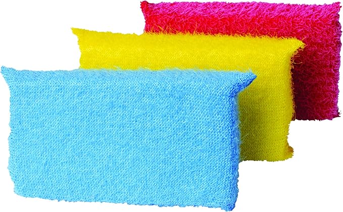 Casabella Multicolor Cellulose Scrub Sponges, Blue/Yellow/Pink, (Pack of 36)