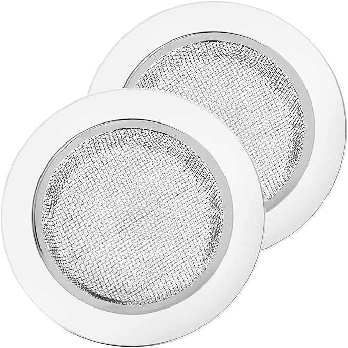 CORNERJOY 2PCS Kitchen Sink Strainer-Stainless Steel Mesh Drain Strainer,Large Wide Rim 4.5" Diameter