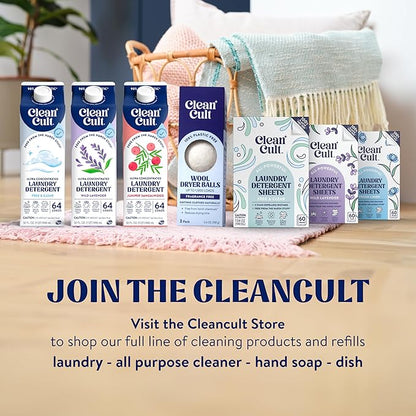 Cleancult Laundry Detergent Sheets - Resealable Box - 3 Stain Fighting Enzymes - Fresh Linen - 60 Loads - Free of Harsh Chemicals - No Mess - No Plastic Waste (Pack of 2)