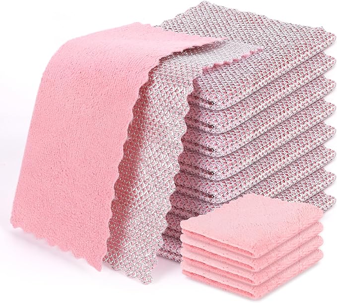 Aidoclip Non-Scratch Steel Wool Dishcloth - 5PC Set, Multi-Use Kitchen Scrubbers, Durable Cleaning Pads for Wet & Dry Use Grey (12pcs)