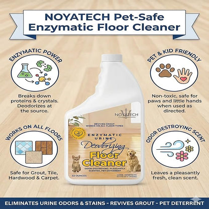 Pet Floor Cleaner – Enzyme Powered Odor Eliminator. Floor Cleaner for Mopping – Removes Urine & Stains – Deep Cleaner for Floors & Grout – Commercial-Grade Concentrate