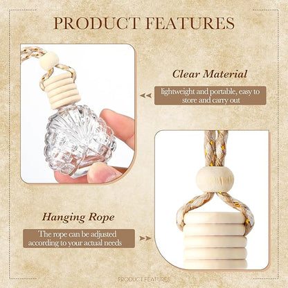 BBTO 50 Pcs Hanging Car Air Freshener Car Diffuser Bottles Empty Glass Perfume Bottle Freshener Diffuser Bottle Pendant for Essential Oil Fragrance Aromatherapy Ornament(Shell)