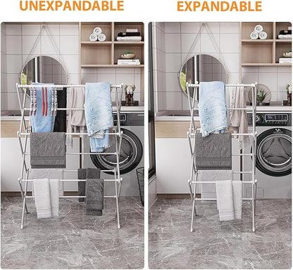 2PCS Foldable Drying Rack Clothing for Laundry Pure White