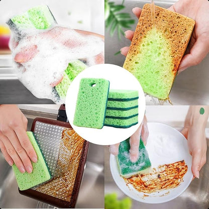 6Pcs Kitchen Sponges, Dual-Side Non-Scratch Cellulose Scrub Sponge, Dishwashing Sponge with Hanging Hole, Dish Scrubber for Household Cleaning,Dishes,Pots,Pans,Kitchenware, Safe for Non-Stick Cookware