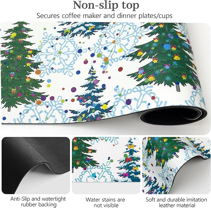Bloss Christmas Drying Mat, 16"x24" Absorbent Coffee Mat with Waterproof Rubber Back, Fit Under Coffee Maker Machine / Counter
