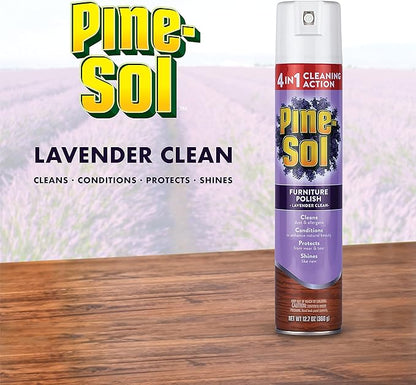 Pine-Sol Furniture Polish | Wood Furniture Polish Spray | Wood Polish Spray for Your Furniture Gives You A Powerful Clean You Can Trust | 12.7 Ounces, Fresh Lavender Scent (Pack of 2)