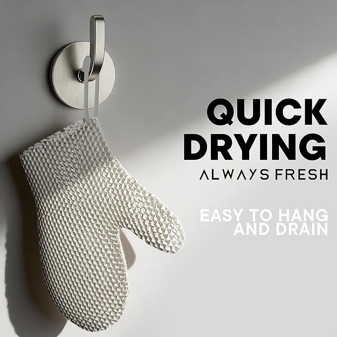 Bath Mitt - Exfoliating Glove, Honeycomb Body Scrubber,Massage Body Scrub Gloves for Home Spa,Mitt Sponges for Cleaning Body,Deep and Gentle,Fast foaming (White(Softer,Medium Size))