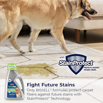Bissell PET PRO OXY Urine Eliminator with Febreze Carpet Deep Clean Solution, with StainProtect Technology, for use in leading upright carpet cleaners, 48oz, Our best formula for pet messes & odors