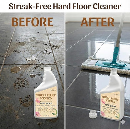 Scented Mop Soap – Stress Relief Aromatherapy Floor Cleaner Concentrate | Non-Toxic, Pet Safe, No Residue | Safe for Hardwood, Tile, Marble, Stone & Grout | All Mop Types | Made in USA