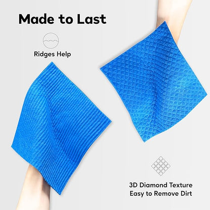 Swedish Dishcloths for Kitchen, 10 Pack Reusable Paper Towels Washable, Ultra Absorbent Dish Towels for Washing Dishes, Non-Scratch Cellulose Sponge Cloths, No Odor, Biodegradable