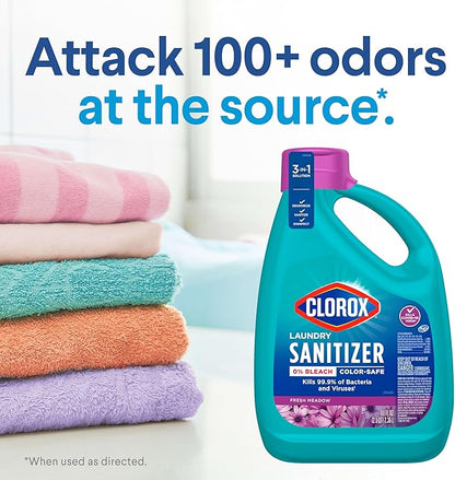 Clorox Laundry Sanitizer, 0% Bleach, Color Safe, Clean Linen, 80 Fl oz, Pack of 2 (Pack May Vary)