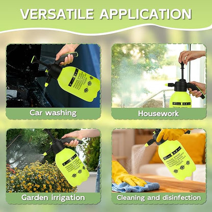 2 Pcs 1/2 Gallon Plastic Handheld Pump Sprayer – Garden Pressure Sprayer Bottle with Adjustable Nozzle for Plants, Cleaning, Household Tasks – Yellow