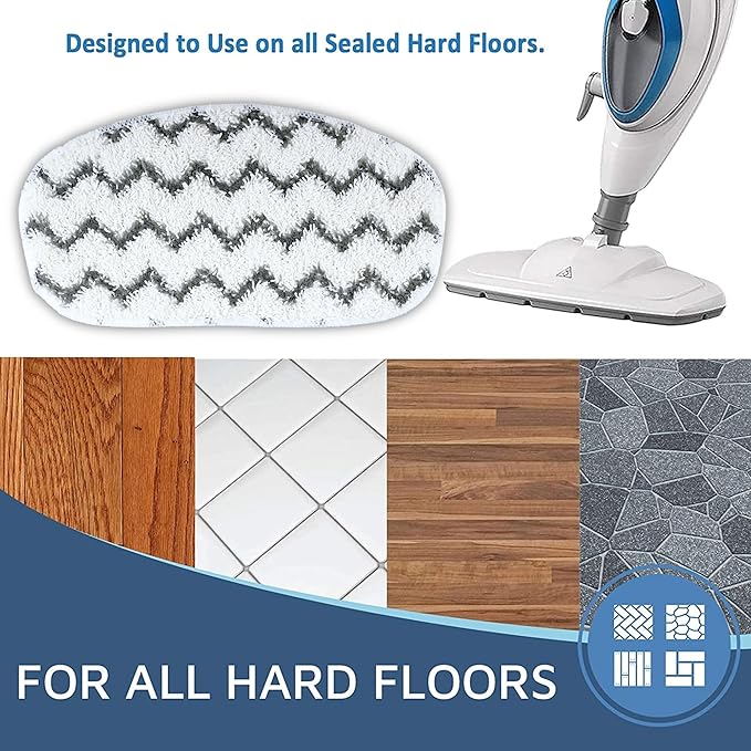 F Flammi Heavy-Duty Steam Mop Pads for PurSteam ThermaPro 10-in-1, Extra Thick & Highly Absorbent Microfiber, Washable Reusable Replacement Pads for Deep Cleaning - 4 Pack