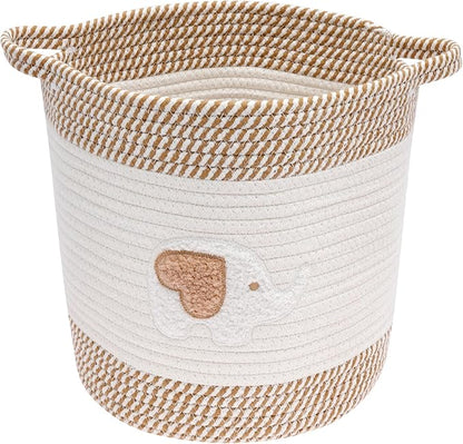 Laundry Baskets Hamper with Handles,Decorative Cotton Rope Bin for Living Room,Woven Storage Basket for Pillows, Blankets,Clothes Organizer (Style A)
