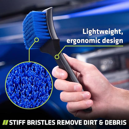 8.3" Car Tire Wash Brush, Carpet Cleaning and Scrub Brush for Floor Mats, Car Detailing Brushes Hard Bristles Wheel Brush for Car Interior and Home, Wheels, Rims, Motorcycles, Bicycles (Blue)