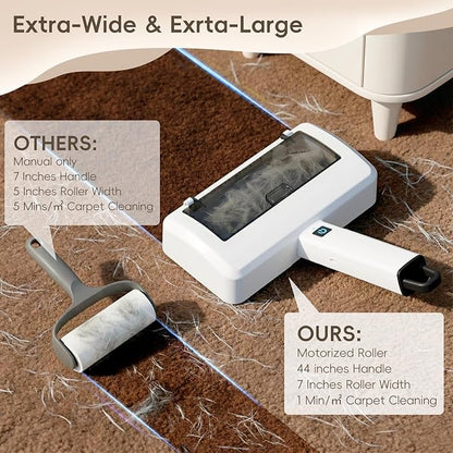 Pet Hair Remover for Carpet, Electric Lint Roller Adjustable Handle Reusable Carpet Rake Dog Cat Hair Removal Tool for Carpets, Rugs, Furniture