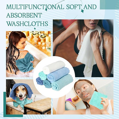 Syhood 12 Pieces Face Wash Cloth 12 x 12 in Makeup Remover Cloths Towel Coral Velvet Facial Microfiber Soft Fast Drying Facial Cleansing Towel for Face(Mix Light Colors)