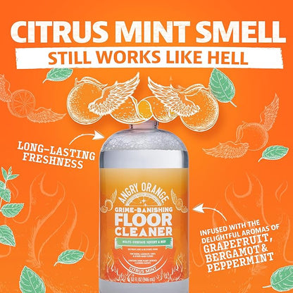 ANGRY ORANGE Spray and Go Floor Cleaner - Citrus Mint - 32 oz - Value 2 Pack