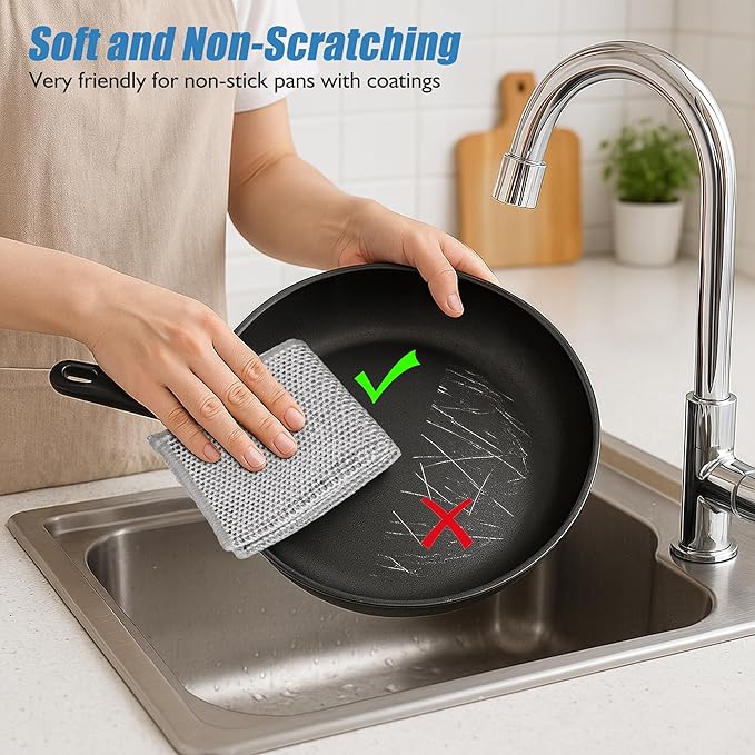 30PCS Non Scratch Wire Dishcloth Steel Wool Scrubber Scrub Pads - Kitchen Dishwashing Rag Sets Bathroom Home Essentials Towels Cleaning Pads Supplies,For Dishes Sinks,Stove Top Dish Cloths Gadgets