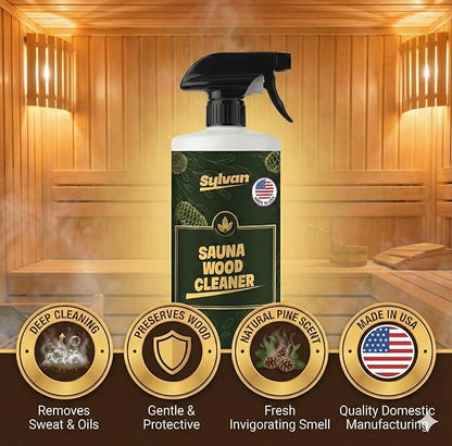 Sauna Wood Cleaner 32 oz | Made in the USA | Sauna Spray removes Stains, Sweat & Odors | Fast-Drying & Streak-Free Formula | Natural Wood Cleaner | Long Lasting