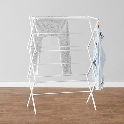 Amazon Basics Foldable Portable Clothes Drying Rack for Indoor Air Drying, Collapsible Design, 14.5" D x 29.5" W x 41.8" H, White