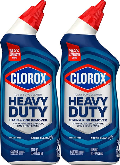 Clorox Toilet Bowl Cleaner Heavy Duty Stain and Ring Remover, Arctic Clean, 24 Fl Oz., Pack of 2