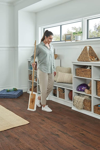 Harper Live.Love.Clean. Bamboo 2-in-1 Smooth Surface Wet/Dry Dust Mop with (2) Washable Pads for Cleaning Dust, Pet Hair & Fine Dry Dirt