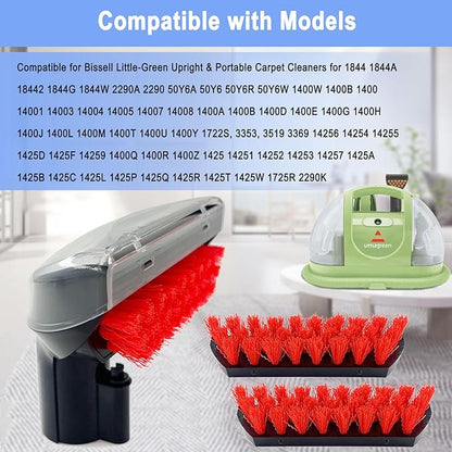 Upgraded 1400B Little Green 5.3" Detachable Tough Stain Brush Tool Replacement for Bissell Little-Green Upright &Portable Carpet Cleaners for 1400B 4075 3860 1425 2458 3194 3353 Series,1+2 Brush,Black