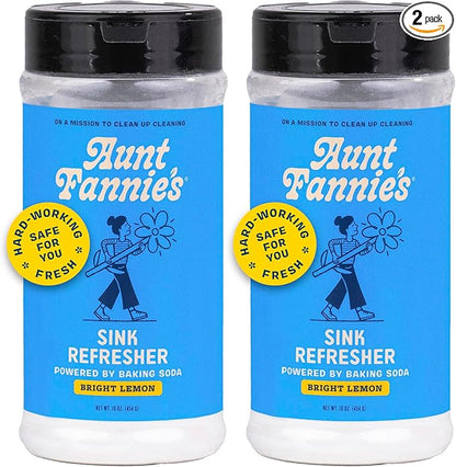 Aunt Fannie's Sink Refresher, Bright Lemon Powder Scrub and Odor Minimizer for Sinks, Drains and Garbage Disposals, 16 Ounces (Pack of 2)
