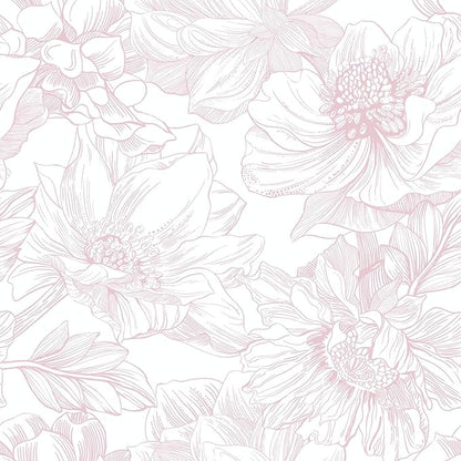 Ismoon Large Floral Peel and Stick Wallpaper Boho White/Pink Contact Paper 17.3inx16.3ft Removable Self Adhesive Bedroom Cabinet Mural Wall Decor Vinyl Roll