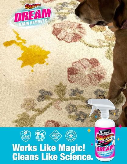 Abracadabra® Dream Stain Remover - 16oz Instant Stain Treatment for Fresh Spills & Set-In Stains, Kid & Pet Safe, Zero Bleach or Peroxide - For Clothing, Upholstery & Carpet - the perfect prewash
