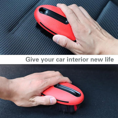 Carpet and Interior Cleaning Brushes, car wash Brush, Carpet Washing Brushes, Hard Bristle Detail Brushes, car and Home Interior Leather Brushes (Red)