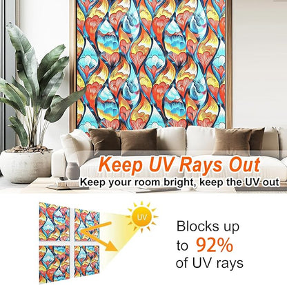 Frosted Glass Window Film, Heat Insulation, UV Block, Anti-Glare, One Way Privacy Tint, Static Cling for Home Bathroom Door, Renter Friendly, Day & Night Privacy
