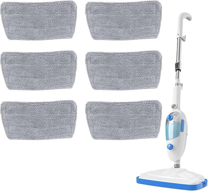 NE033/NE033M Steam Replacement Mop Pads: 6 Pack Steam Mop Cloth Compatible with Neugo NE033 NE033M Series Steam Mop, Washable & Reusable Microfiber Steam Mop Cloth for All Types of Floors (Grey)